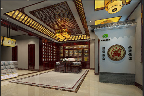 抚州古朴典雅的中式茶叶店大堂设计效果图