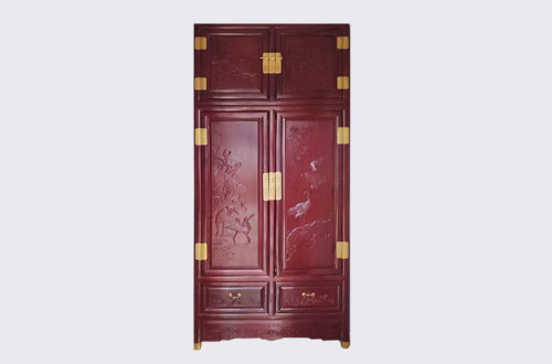 抚州高端中式家居装修深红色纯实木衣柜